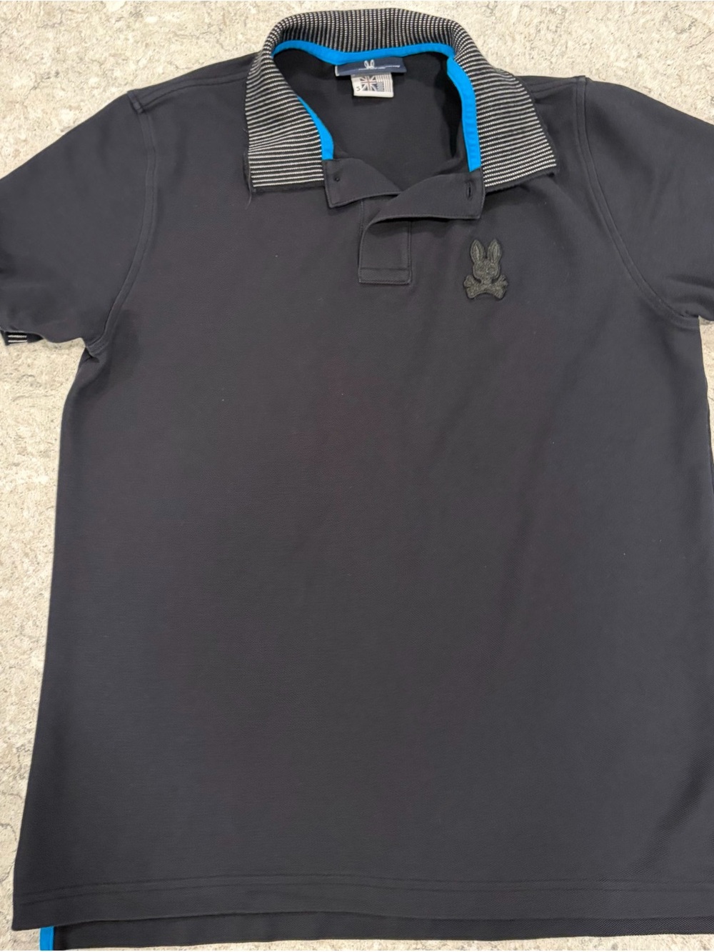Psycho Bunny Black Polo with Striped Collar-XL 5